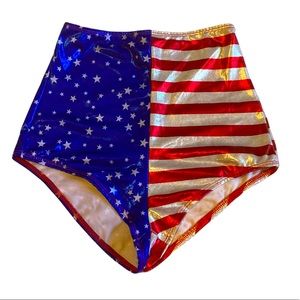 Roma -  Metallic Stars N Stripes High Waisted Hot Pants